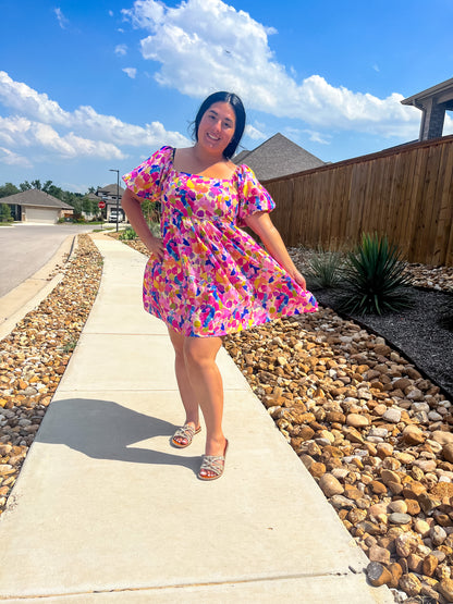 Floral Balloon Puff Sleeve Dress