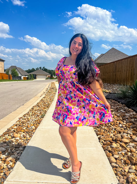 Floral Balloon Puff Sleeve Dress